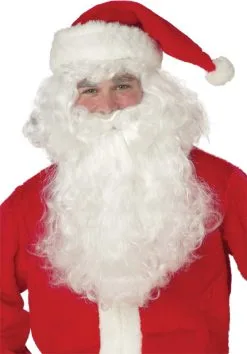 Santa Claus Beard And Wig - White