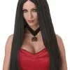 Long Flowing Costume Wig - Black -Video Game Costumes Shop 70042 full 1