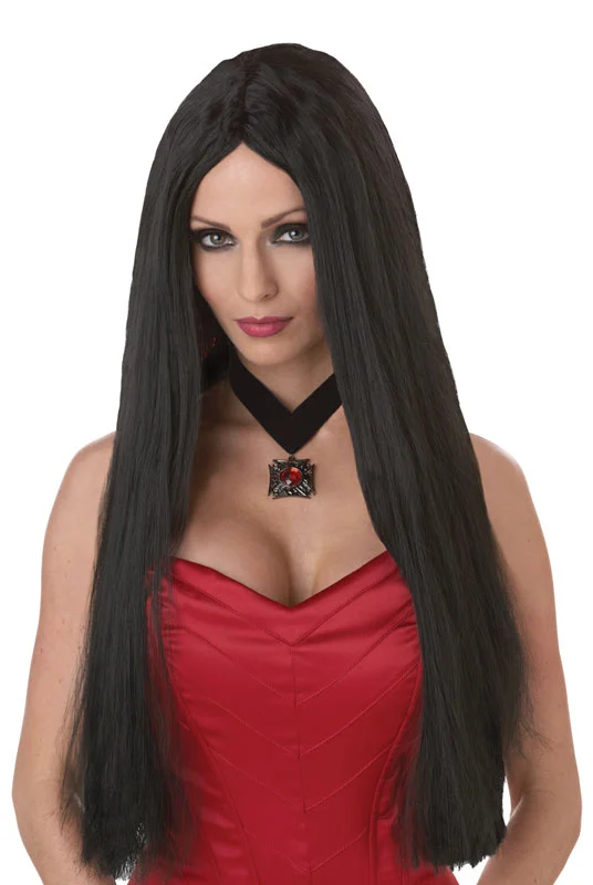 Long Flowing Costume Wig - Black 3 Long Flowing Costume Wig - Black