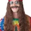 Hippie Man Costume Wig & Moustache (Brown) -Video Game Costumes Shop 70666 full 1