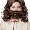 Child Jesus Wig And Beard Set (Brown) -Video Game Costumes Shop 70753 full 1