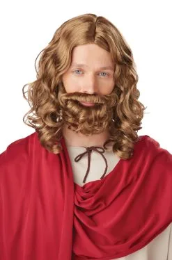 Biblical Jesus Wig And Beard Set (Brown)