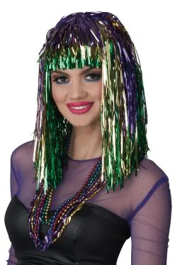 Mardi Gras Tinsel Adult Wig