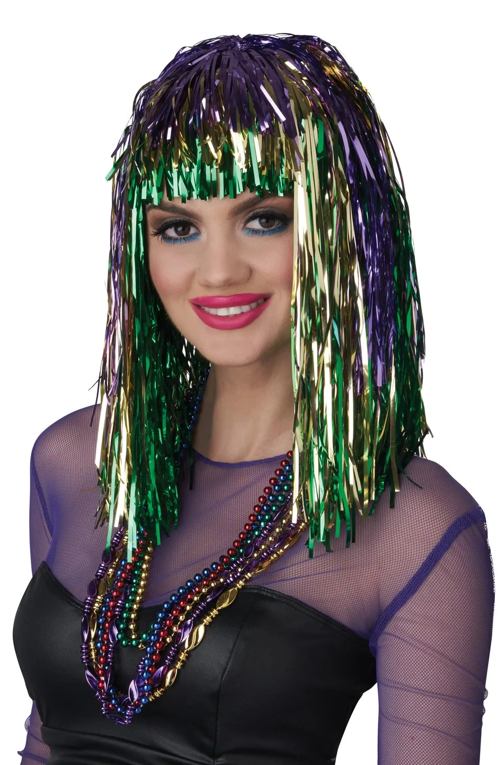 Mardi Gras Tinsel Adult Wig 3 Mardi Gras Tinsel Adult Wig