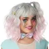 Pastel Textured Long Bob Adult Wig (Gray/Pink) -Video Game Costumes Shop CC7022 068 full 1