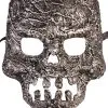 Textured Skull Mask (Silver) 2 Textured Skull Mask (Silver) -Video Game Costumes Shop FM82601 full 1