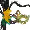Flirty Feathers Mardi Gras Stick Mask (Purple) -Video Game Costumes Shop M3293PU full 1