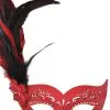 Feathered Divinity Masquerade Mask (Red) -Video Game Costumes Shop M33161R full 1