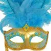 Colombina Vanity Fair Venetian Mask (Light Blue/Gold) 2 Colombina Vanity Fair Venetian Mask (Light Blue/Gold) -Video Game Costumes Shop M6150LBG full 1