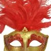 Colombina Vanity Fair Venetian Mask (Red/Gold) -Video Game Costumes Shop M6150RG full 1