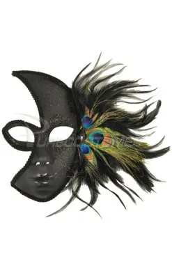 Glittery Night Peacock Mask (Black)