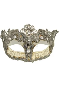 Shattered Lace Masquerade Mask (Silver)