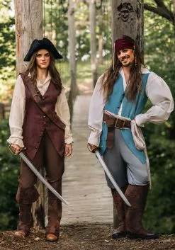Fun Costumes Captain Jack Sparrow Costume From Disney's Pirates Of The Caribbean -Video Game Costumes Shop adult captain jack sparrow costume alt 3