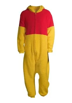 MJC International Winnie The Pooh Sherpa Onesie For Adults -Video Game Costumes Shop adult winnie the pooh sherpa onesie alt 3