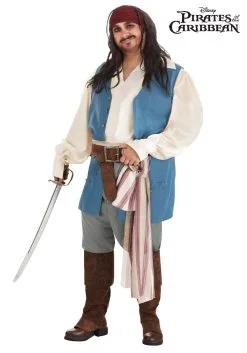 Fun Costumes Men's Plus Size Captain Jack Sparrow Costume From Disney's Pirates Of The Caribbean -Video Game Costumes Shop captain jack sparrow plus size men costume alt 2