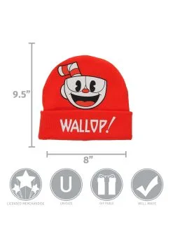 Elope Foldup Knit Beanie Cuphead Printed 9 Elope Foldup Knit Beanie Cuphead Printed -Video Game Costumes Shop cuphead printed foldup knit beanie alt 3