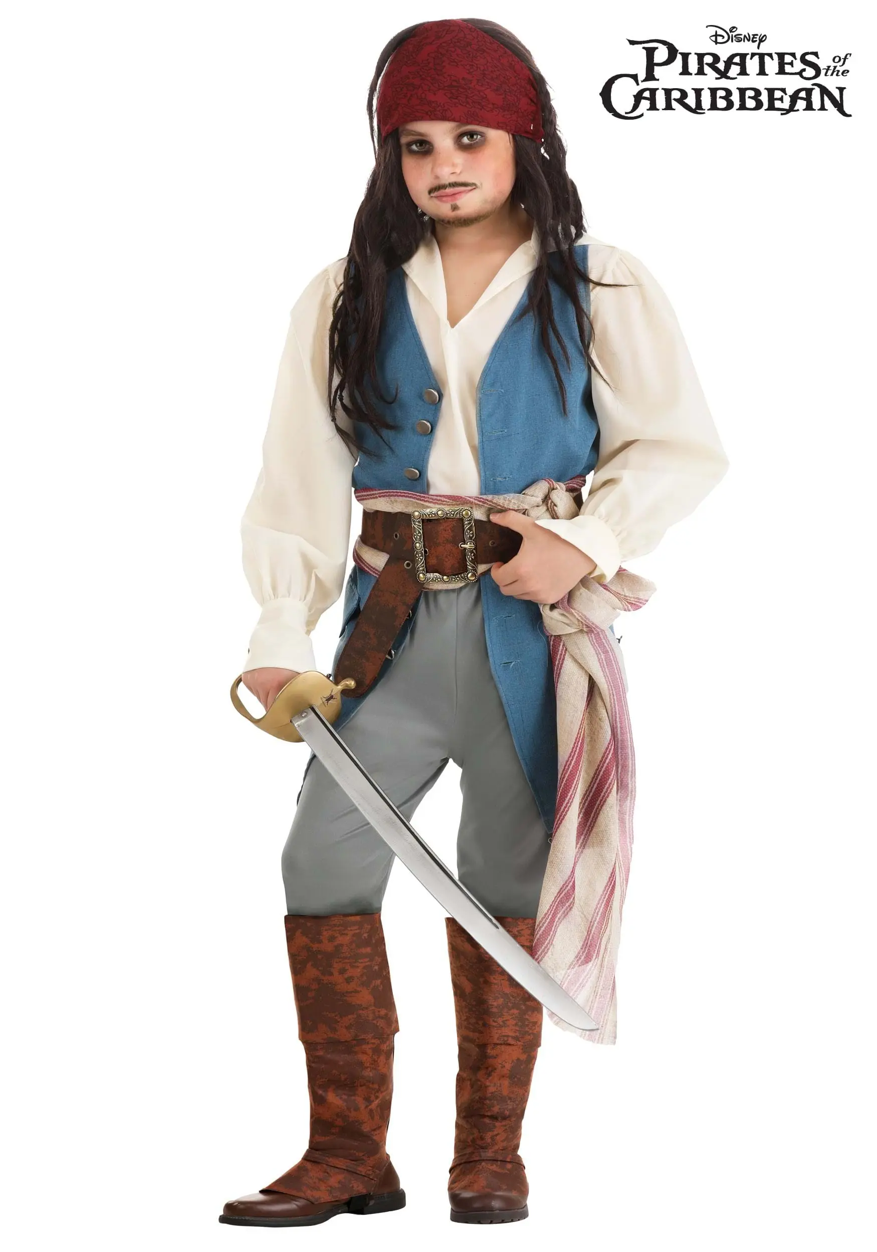 Fun Costumes Captain Jack Sparrow Costume For Kids From Disney's Pirates Of The Caribbean 6 Fun Costumes Captain Jack Sparrow Costume For Kids From Disney's Pirates Of The Caribbean - Image 4