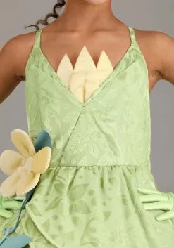 Armada Girl's Disney Deluxe The Princess And The Frog Tiana Costume -Video Game Costumes Shop kids deluxe tiana costume alt 2