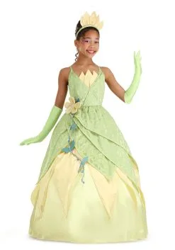 Armada Girl's Disney Deluxe The Princess And The Frog Tiana Costume -Video Game Costumes Shop kids deluxe tiana costume alt 9