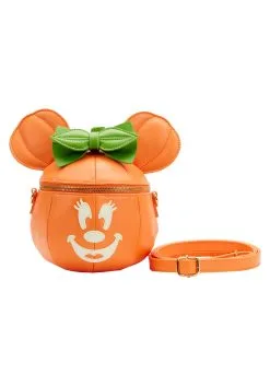 Disney Glow Face Loungefly Pumpkin Minnie Figural Crossbody Bag