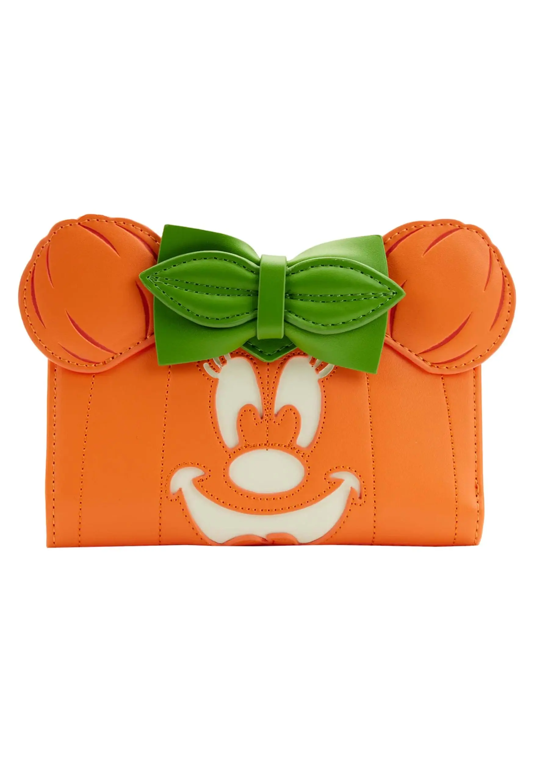 Loungefly Disney Glow Face Pumpkin Minnie Flap Wallet 3 Loungefly Disney Glow Face Pumpkin Minnie Flap Wallet