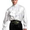 Charades Mens White Satin Ruffle Shirt -Video Game Costumes Shop mens white satin ruffle shirt