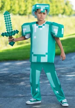 Disguise Deluxe Minecraft Armor Kid's Costume -Video Game Costumes Shop minecraft armor deluxe child costume alt 2