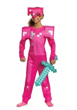Disguise Girl's Minecraft Classic Pink Armor Costume -Video Game Costumes Shop minecraft girls classic pink armor costume alt 2