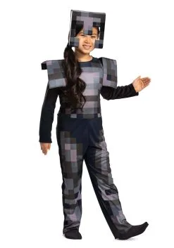 Disguise Kid's Minecraft Netherite Armor Jumpsuit Classic Costume -Video Game Costumes Shop minecraft kids netherite armor jumpsuit classic costume alt 1 1