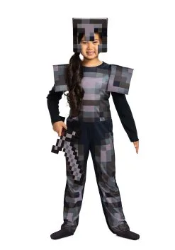 Disguise Kid's Minecraft Netherite Armor Jumpsuit Classic Costume -Video Game Costumes Shop minecraft kids netherite armor jumpsuit classic costume alt 1 2