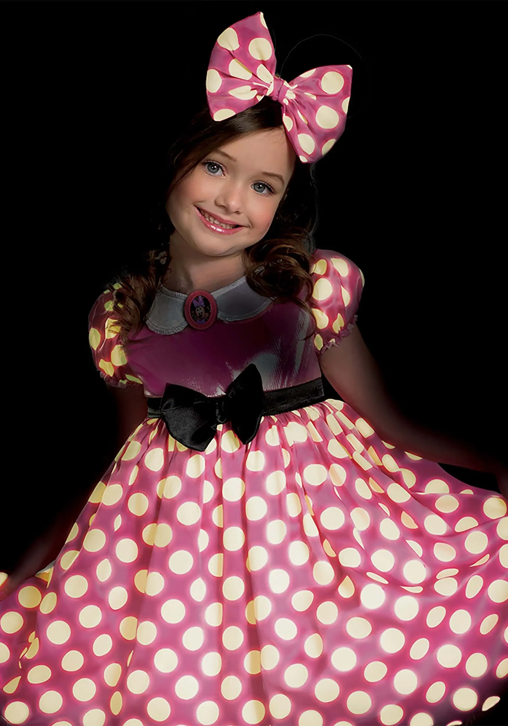 Disguise Minnie Mouse Girls Glow In The Dark Dot Pink Dress 4 Disguise Minnie Mouse Girls Glow In The Dark Dot Pink Dress - Image 2
