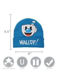 Elope Cuphead | Mugman Printed Folded Cuff Knitted Winter Hat 10 Elope Cuphead | Mugman Printed Folded Cuff Knitted Winter Hat -Video Game Costumes Shop mugman printed folded cuff knitted winter hat alt 3