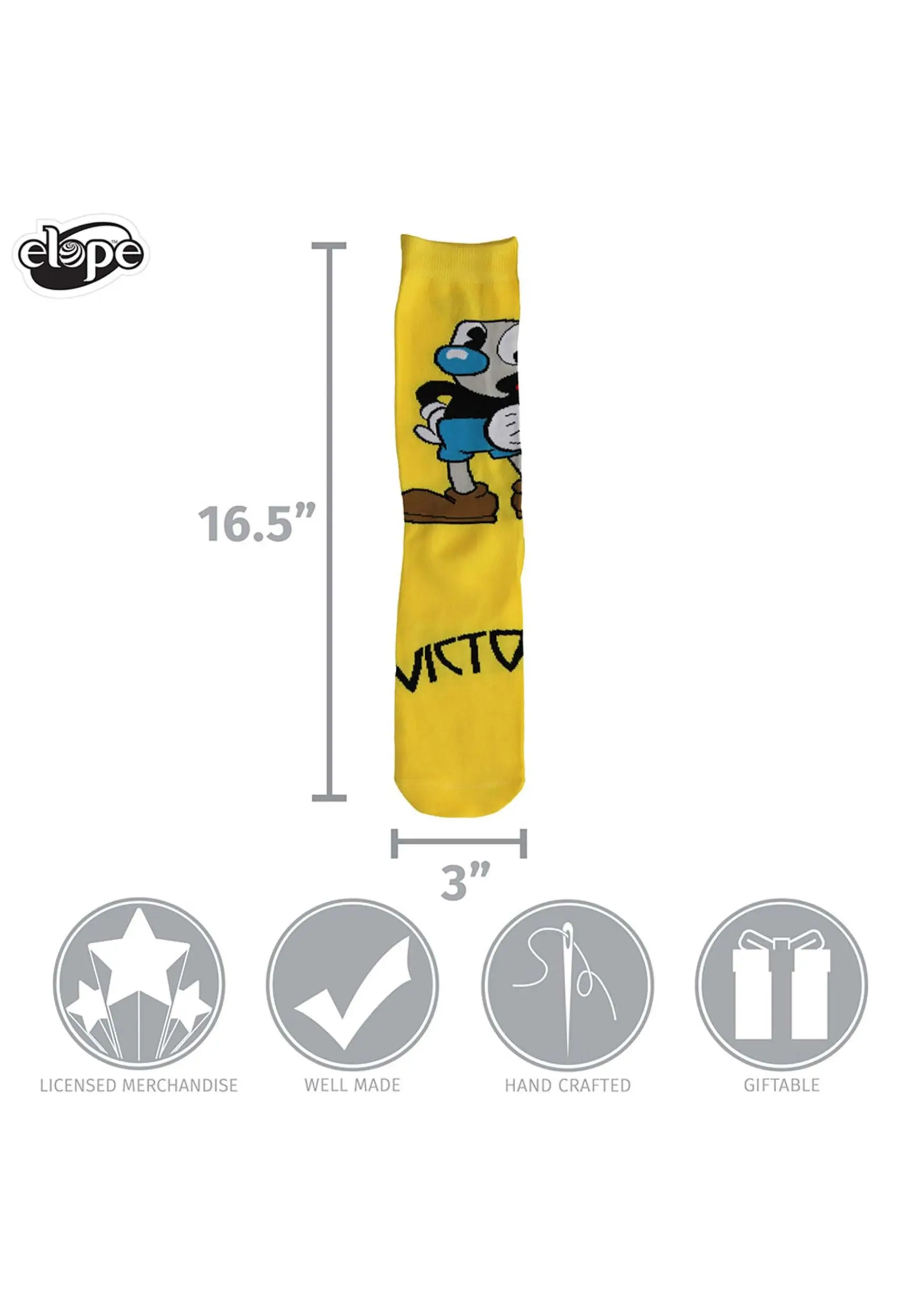Elope Cuphead Mugman Victory! Crew Socks 9 Elope Cuphead Mugman Victory! Crew Socks - Image 7