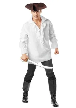 Seasons (HK) Ltd. Men's White Pirate Costume Shirt -Video Game Costumes Shop pirate shirt mens alt 1