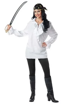 Seasons (HK) Ltd. White Pirate Shirt For Women -Video Game Costumes Shop pirate shirt womens alt 1