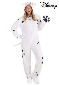 Fun Costumes Perdita Costume For Women From Disney's 101 Dalmatians -Video Game Costumes Shop womens 101 dalmatians perdita costume onesie alt 11