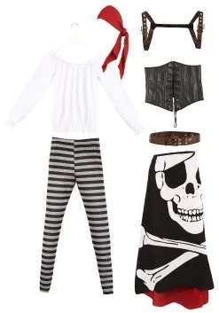Fun Costumes Skeleton Flag Rogue Pirate Costume For Women -Video Game Costumes Shop womens pirate flag gypsy costume alt 14
