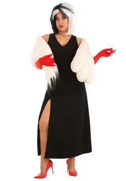 Fun Costumes Cruella De Vil Stole Costume For Women From Disney’s 101 Dalmatians -Video Game Costumes Shop womens prestige cruella de vil stole costume alt 14